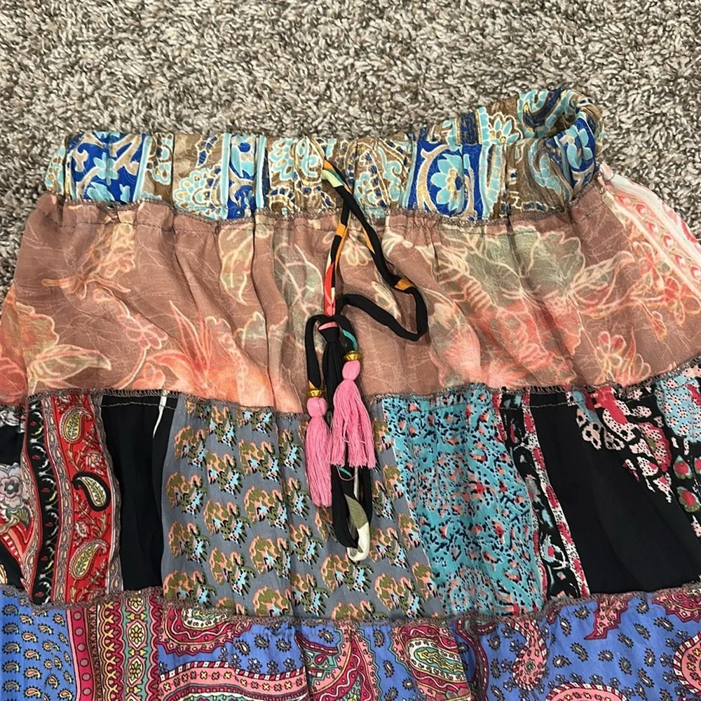 Boho Patchwork Tiered Maxi Skirt - Multicolor - Picture 2 of 3